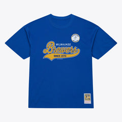 Milwaukee Brewers Mitchell & Ness Script Sweep Arch T-Shirt - MLB