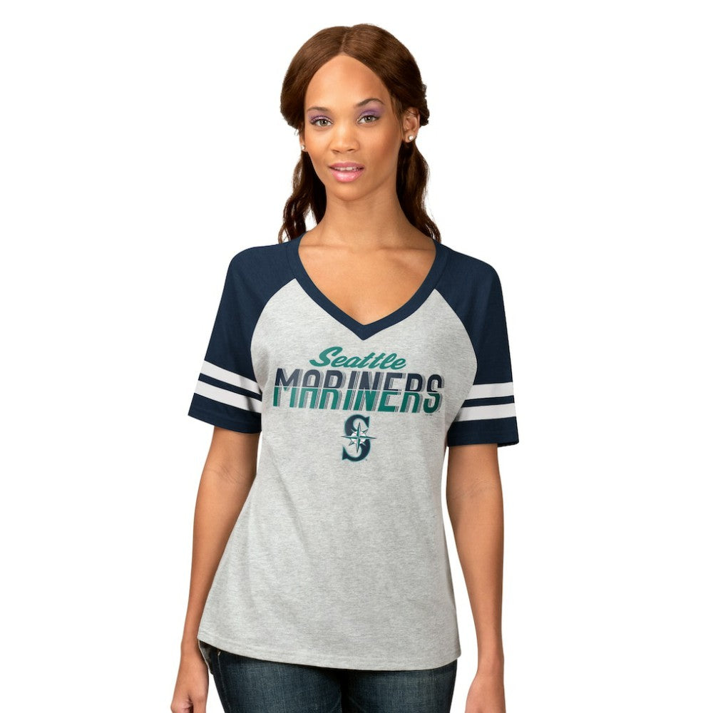 Seattle Mariners G-III 4Her by Carl Banks Women's Goal Line Raglan V-Neck T-Shirt - MLB