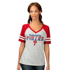 Philadelphia Phillies G-III 4Her by Carl Banks Women's Goal Line Raglan V-Neck T-Shirt - MLB