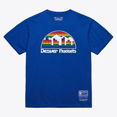 Denver Nuggets Unisex Hardwood Classics Basic Logo Arch T-Shirt Royal - NBA