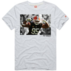 Myles Garrett Cleveland Browns Homage Unisex Player Graphic Tri-Blend T-Shirt Ash | NFL