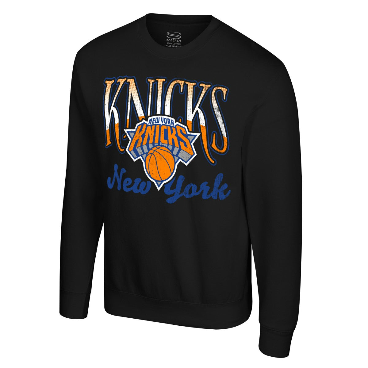 New York Knicks Stadium Essentials Unisex Sky High Fleece Sweatshirt Black - NBA