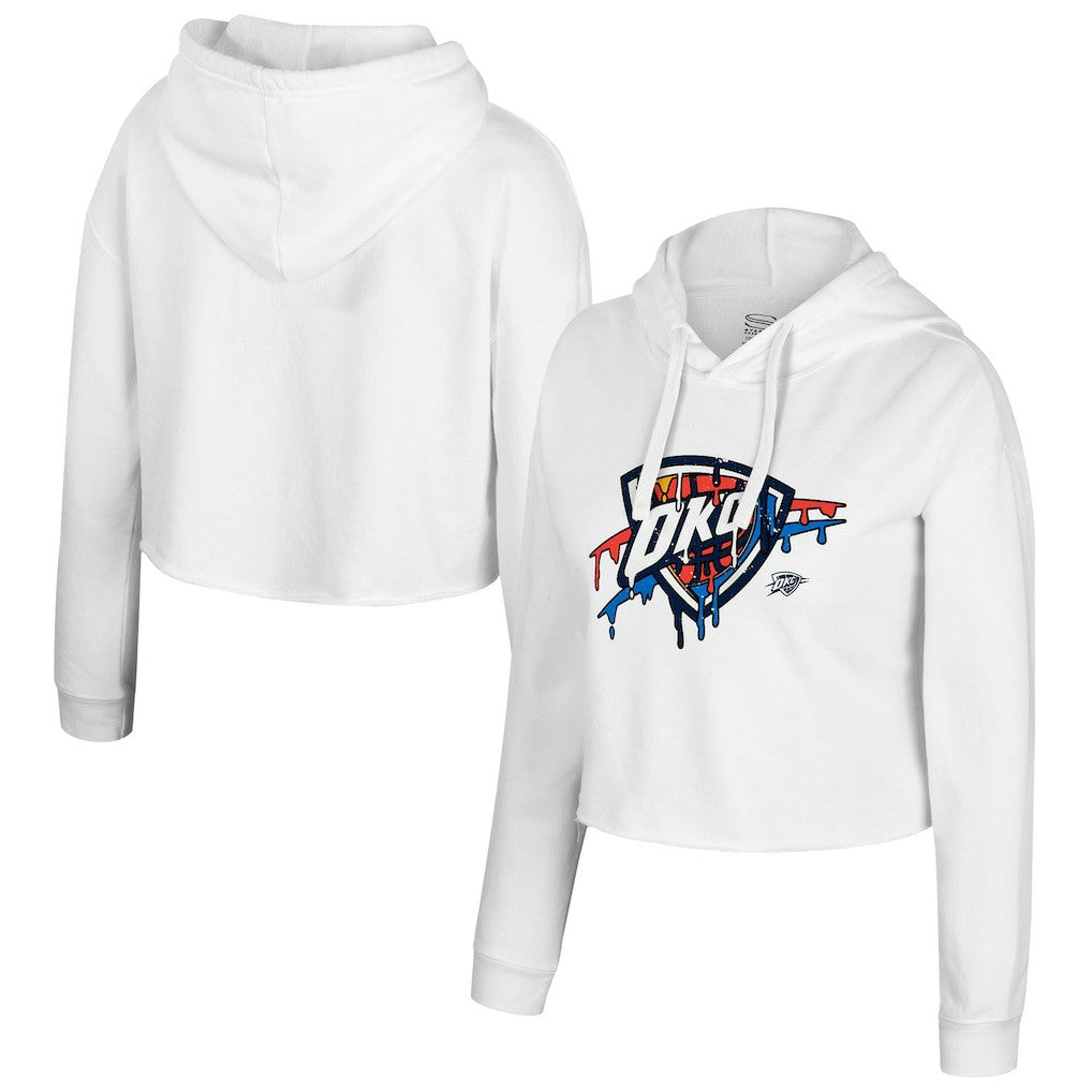 Oklahoma City Thunder Stadium Essentials Women's Ice Cream Cropped Hoodie White - NBA