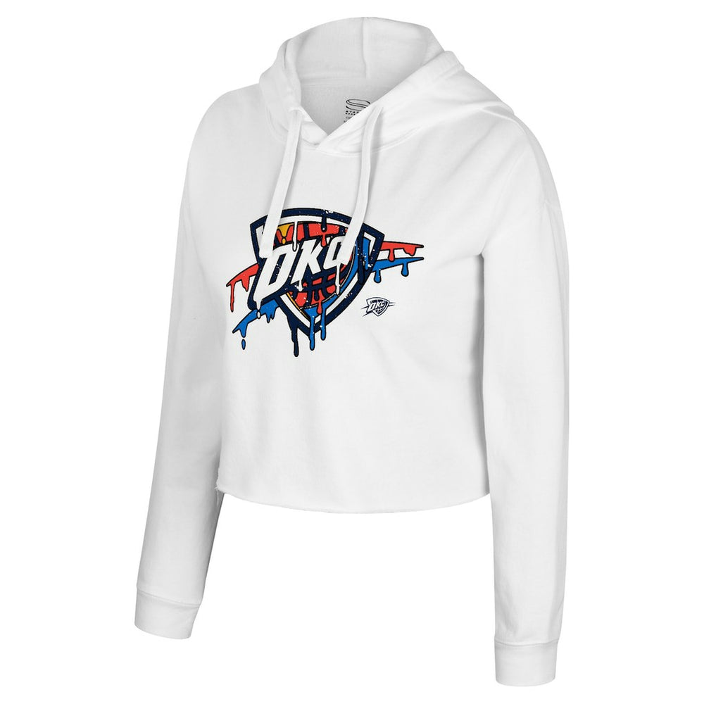 Oklahoma City Thunder Stadium Essentials Women's Ice Cream Cropped Hoodie White - NBA