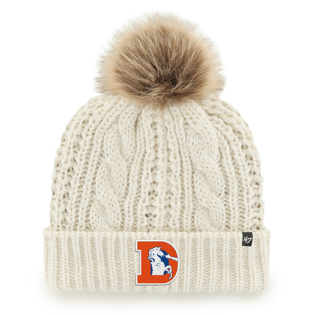 Denver Broncos '47 Women's Meeko Cuffed Knit Hat with Pom White | 47 brand