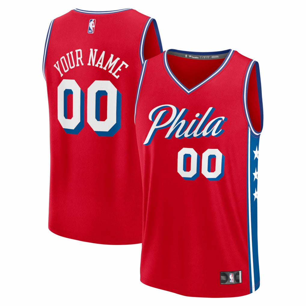 Philadelphia 76ers Fastbreak Custom Jersey Statement Edition Red - NBA