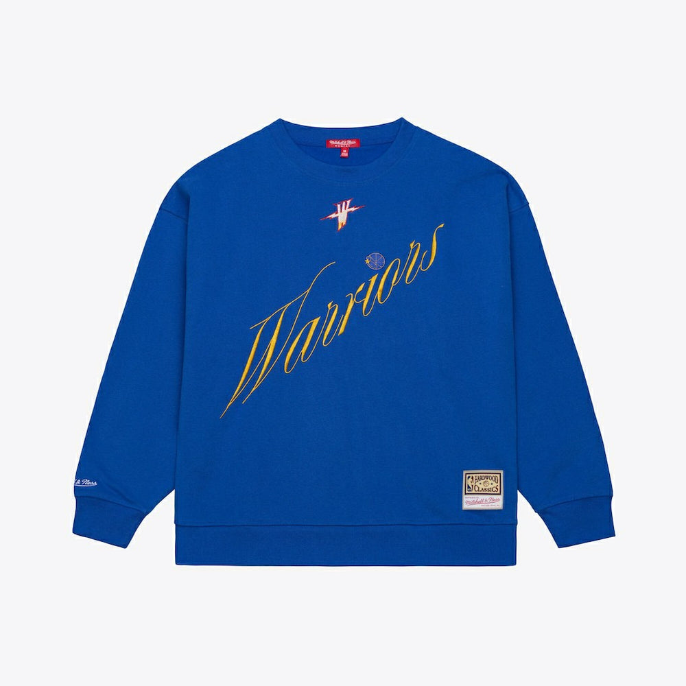 Golden State Warriors Women's Hardwood Classics Script Lightweight Sweatshirt Royal - NBA