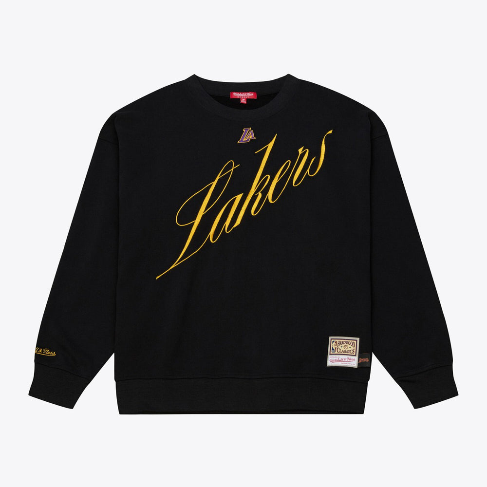 Los Angeles Lakers Women's Hardwood Classics Script Lightweight Sweatshirt Black - NBA