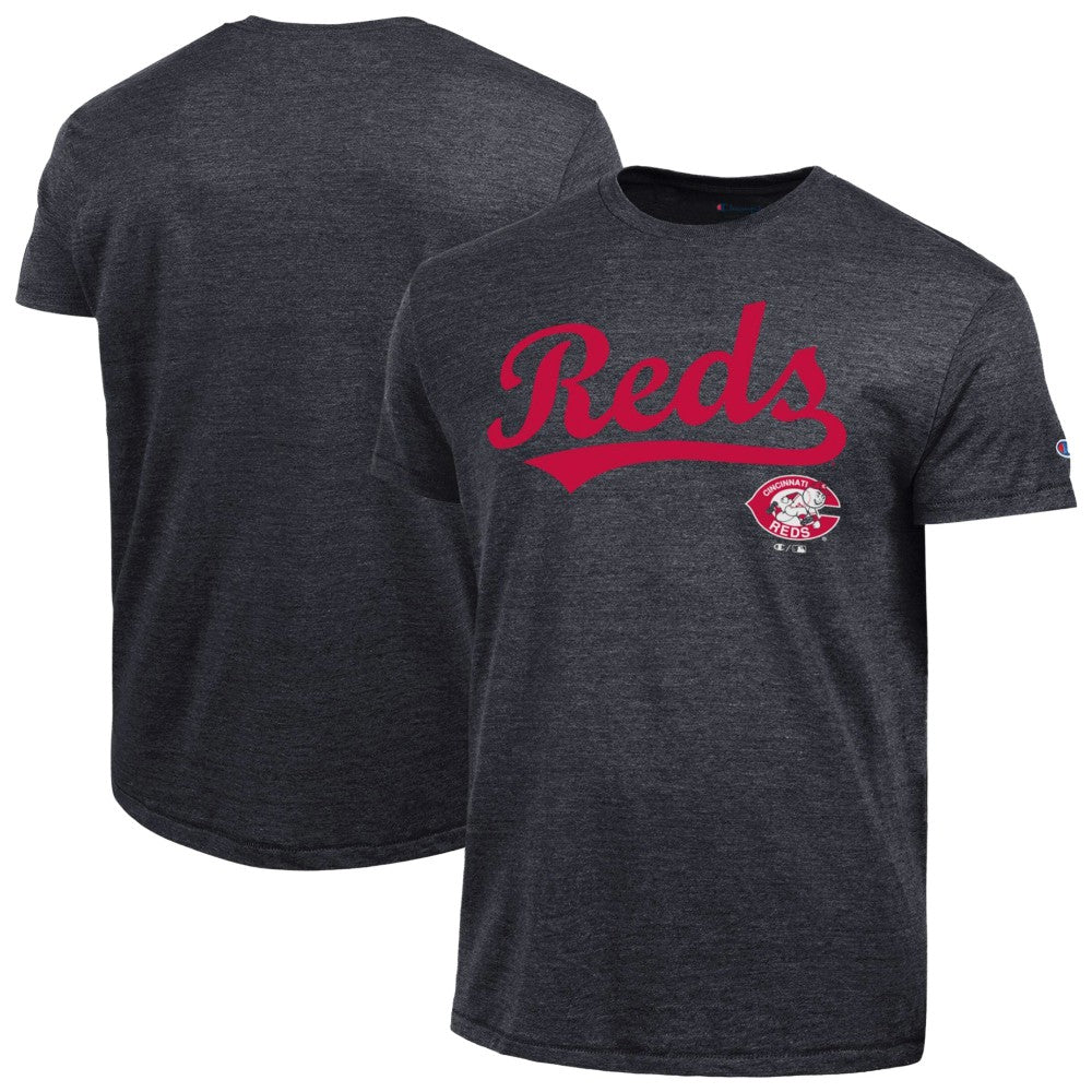 Cincinnati Reds Champion Cooperstown Wordmark Lockup Tri-Blend T-Shirt - MLB