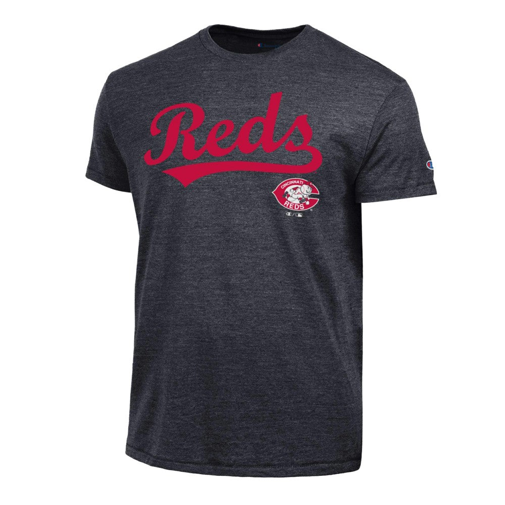 Cincinnati Reds Champion Cooperstown Wordmark Lockup Tri-Blend T-Shirt - MLB