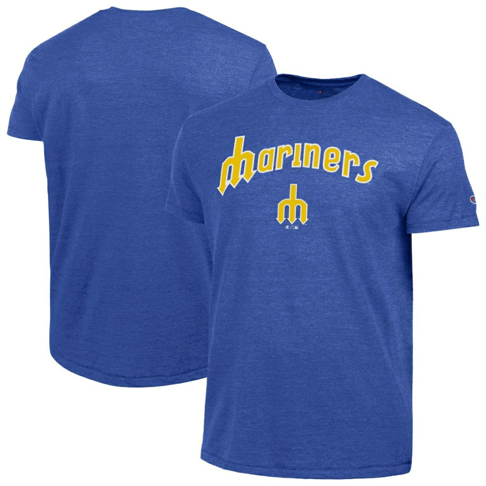 Seattle Mariners Champion Cooperstown Wordmark Lockup Tri-Blend T-Shirt - MLB