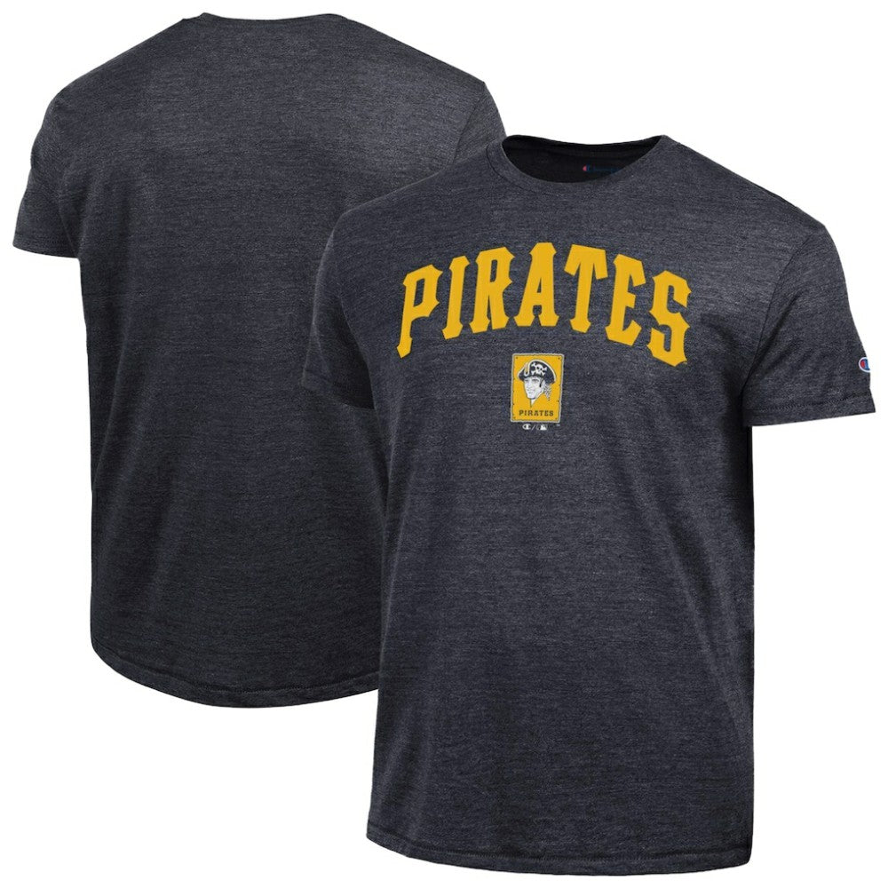 Pittsburgh Pirates Champion Cooperstown Wordmark Lockup Tri-Blend T-Shirt - MLB