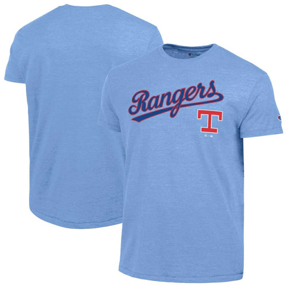 Texas Rangers Champion Cooperstown Wordmark Lockup Tri-Blend T-Shirt - MLB