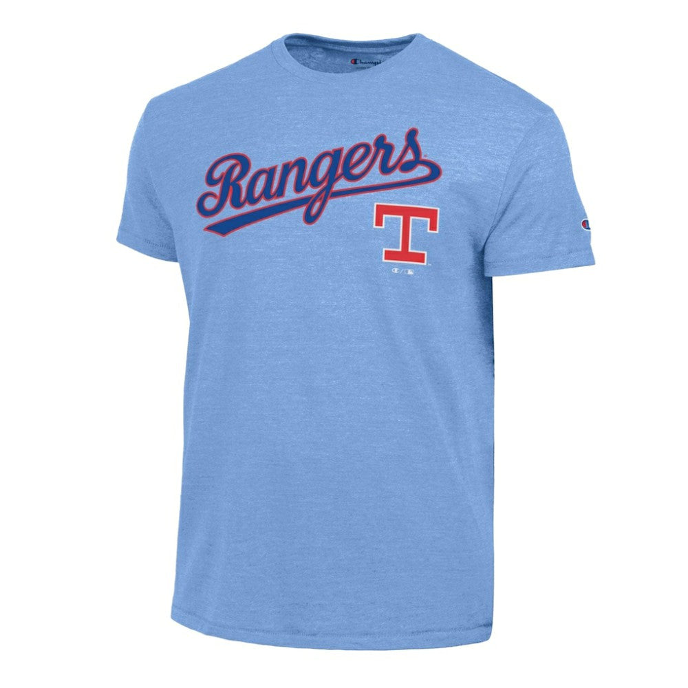 Texas Rangers Champion Cooperstown Wordmark Lockup Tri-Blend T-Shirt - MLB