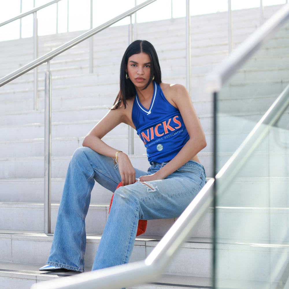 New York Knicks Off Season x NBA Women's Halter Top Blue - NBA