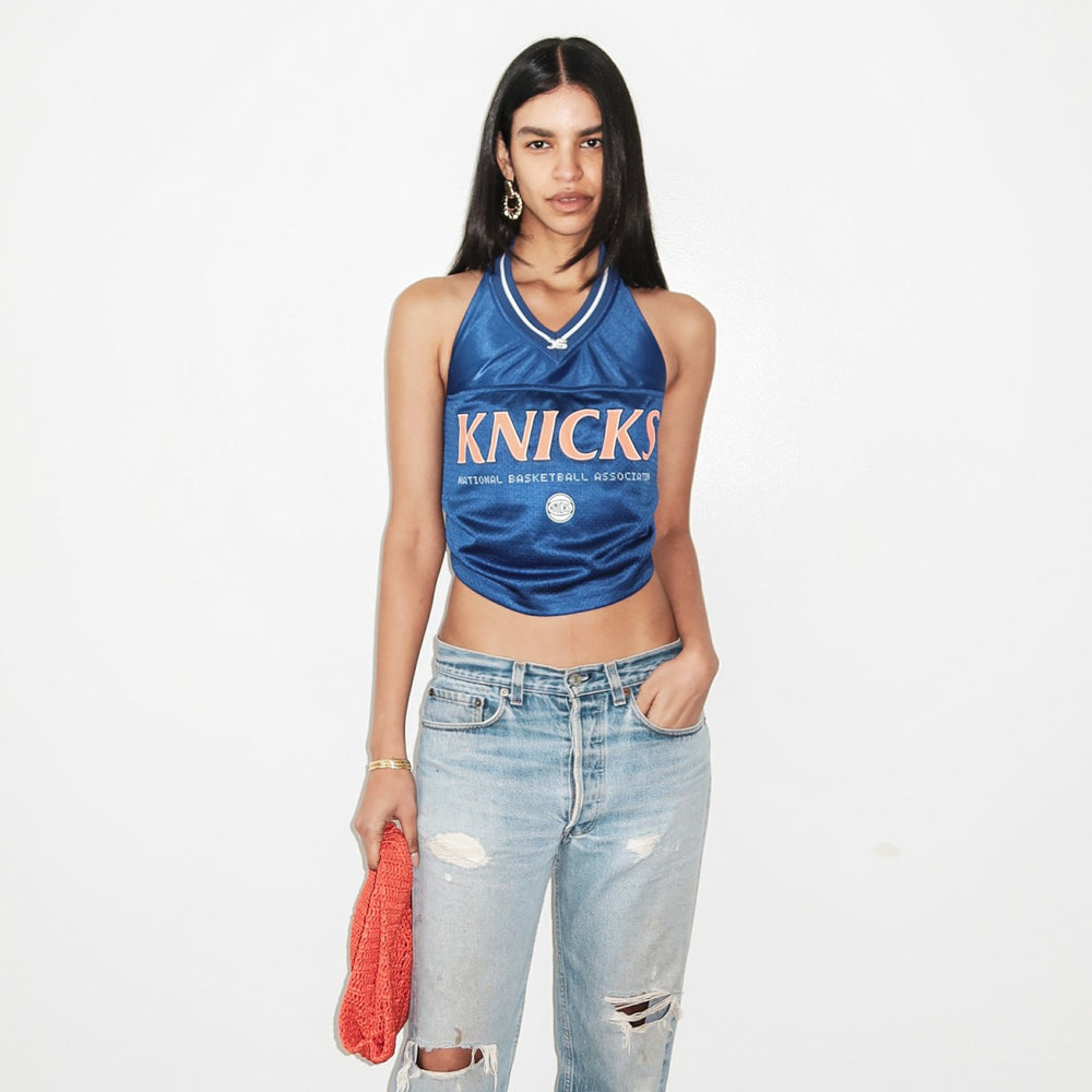 New York Knicks Off Season x NBA Women's Halter Top Blue - NBA