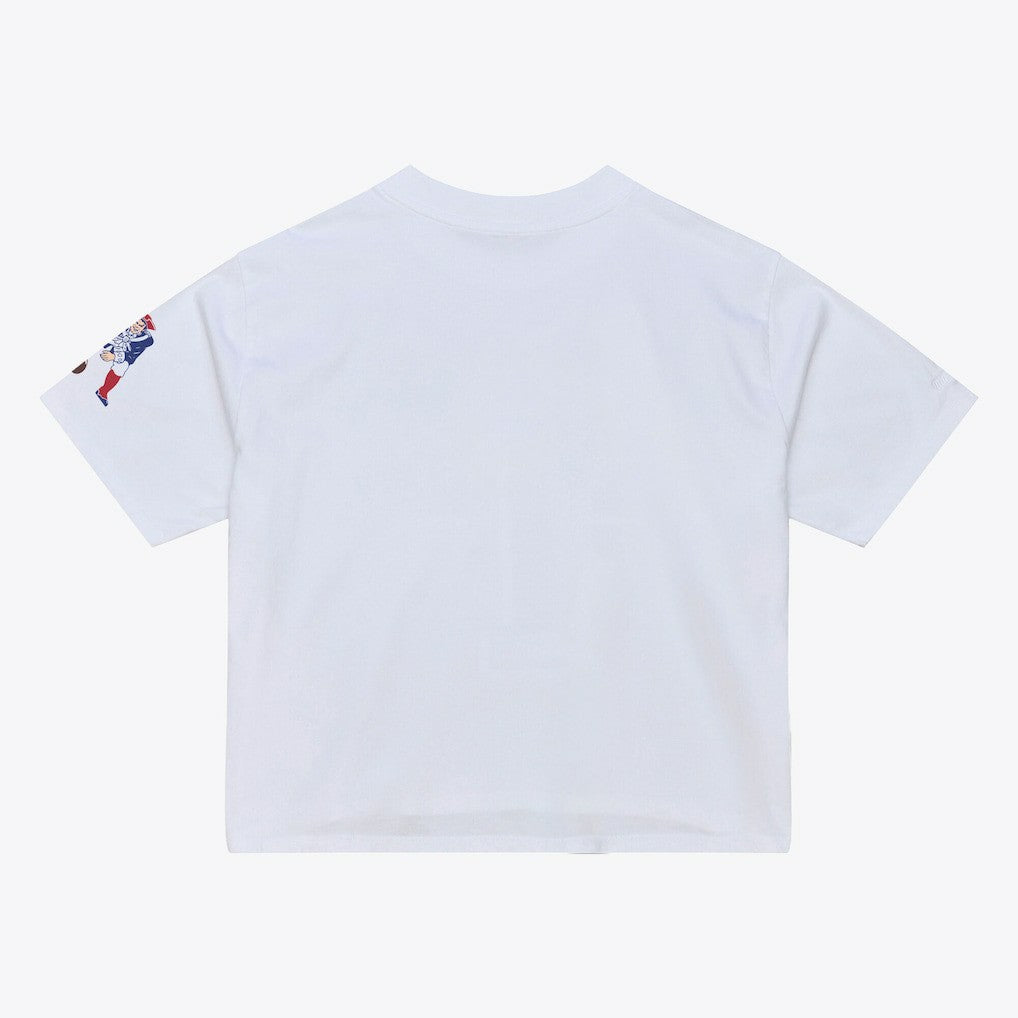 New England Patriots Women's Head Coach Cropped T-Shirt White | Mitchell & Ness