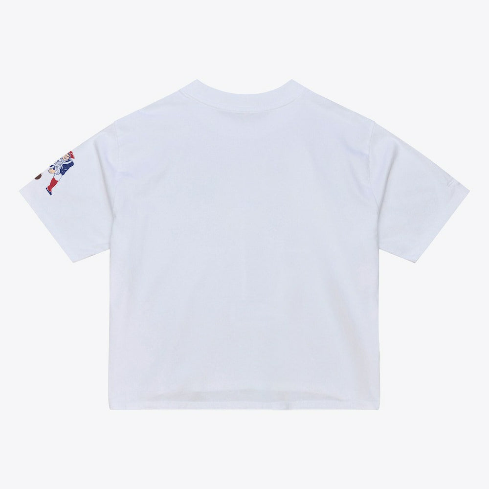 New England Patriots Women's Head Coach Cropped T-Shirt White | Mitchell & Ness