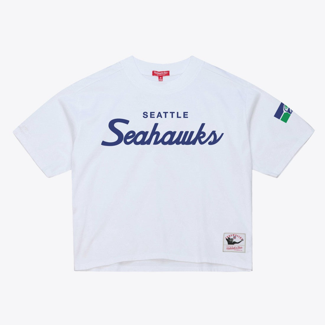 Seattle Seahawks Women's Head Coach Cropped T-Shirt White | Mitchell & Ness