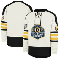 Boston Bruins '47 Pond Hockey Trio Eternal Lacer Sweatshirt - Cream - NHL