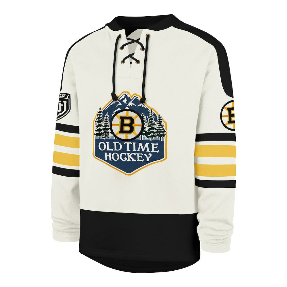 Boston Bruins '47 Pond Hockey Trio Eternal Lacer Sweatshirt - Cream - NHL