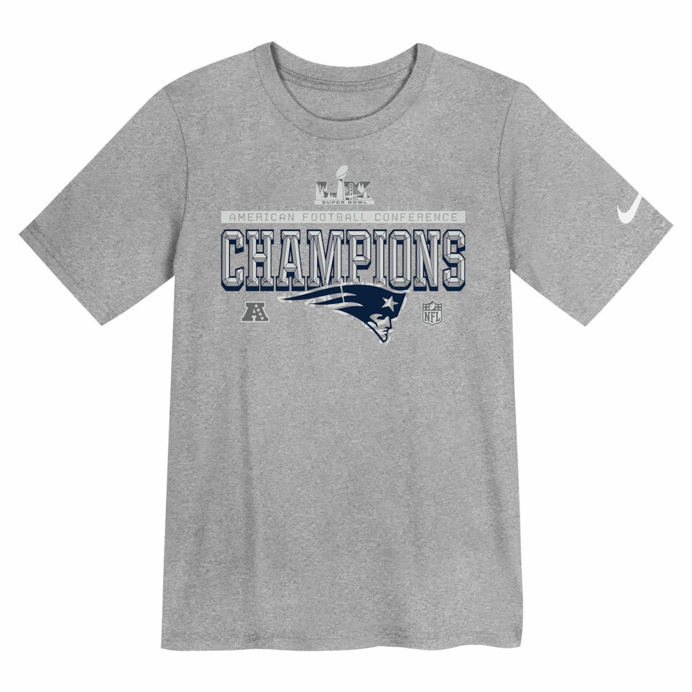 New England Patriots Preschool 2025 AFC Champions Locker Room Trophy Collection T-Shirt Gray | Nike for Sale