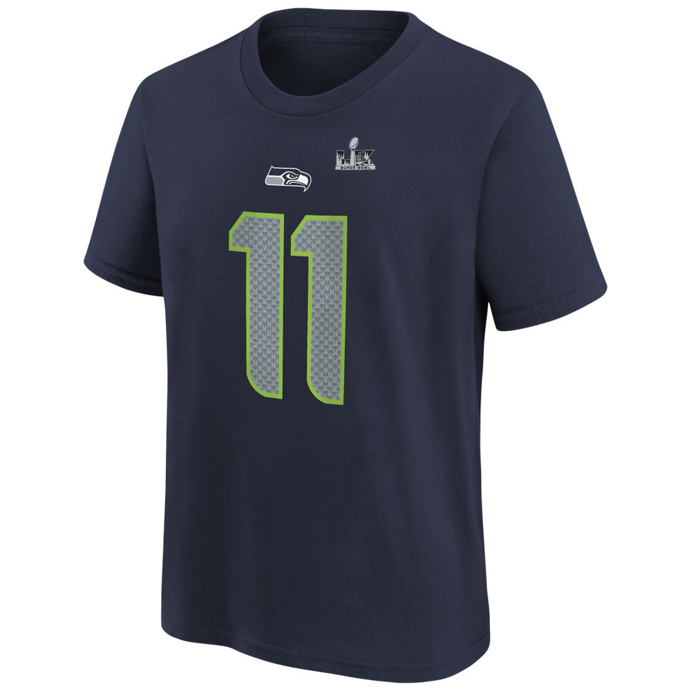 Jaxon Smith-Njigba Seattle Seahawks Youth Super Bowl LX Patch Name & Number T-Shirt College Navy | Nike for Sale