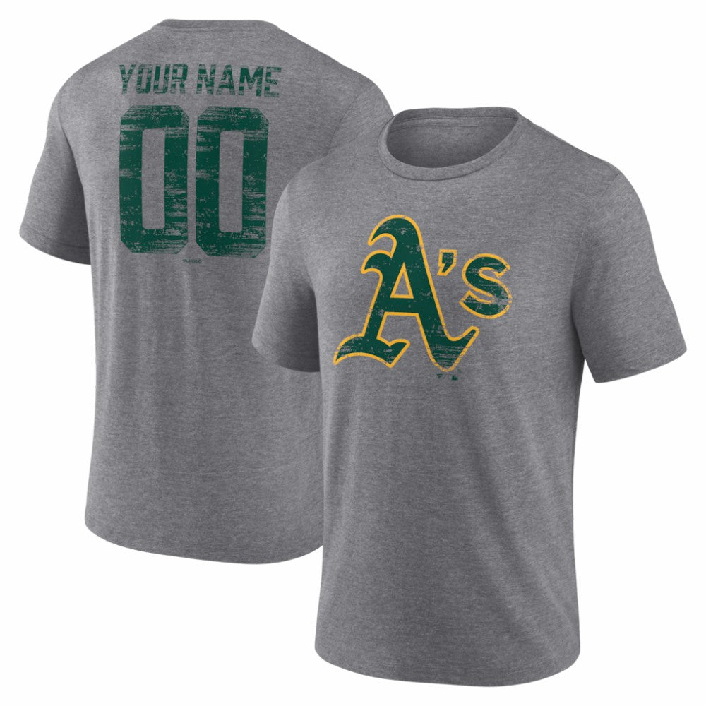 Athletics Heritage Personalized Any Name & Number Tri-Blend T-Shirt - MLB
