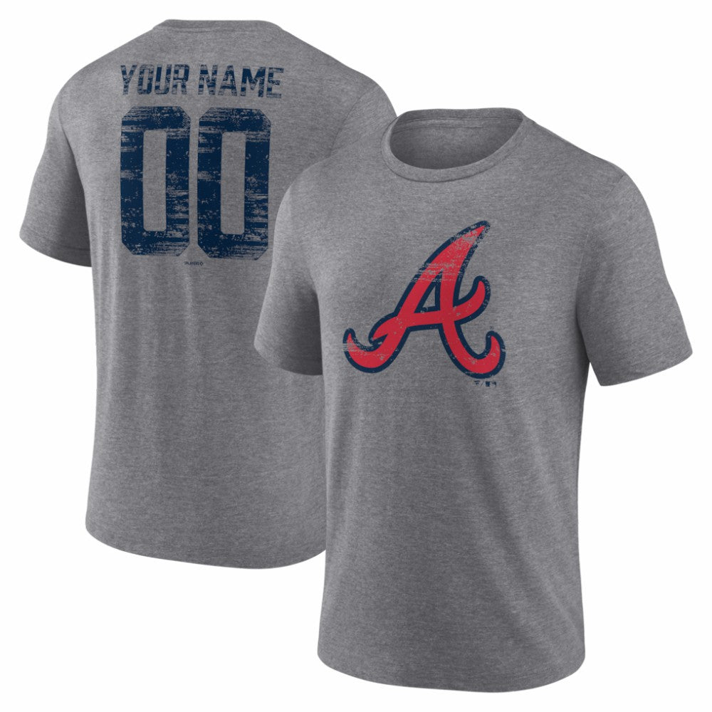 Atlanta Braves Heritage Personalized Any Name & Number Tri-Blend T-Shirt - MLB