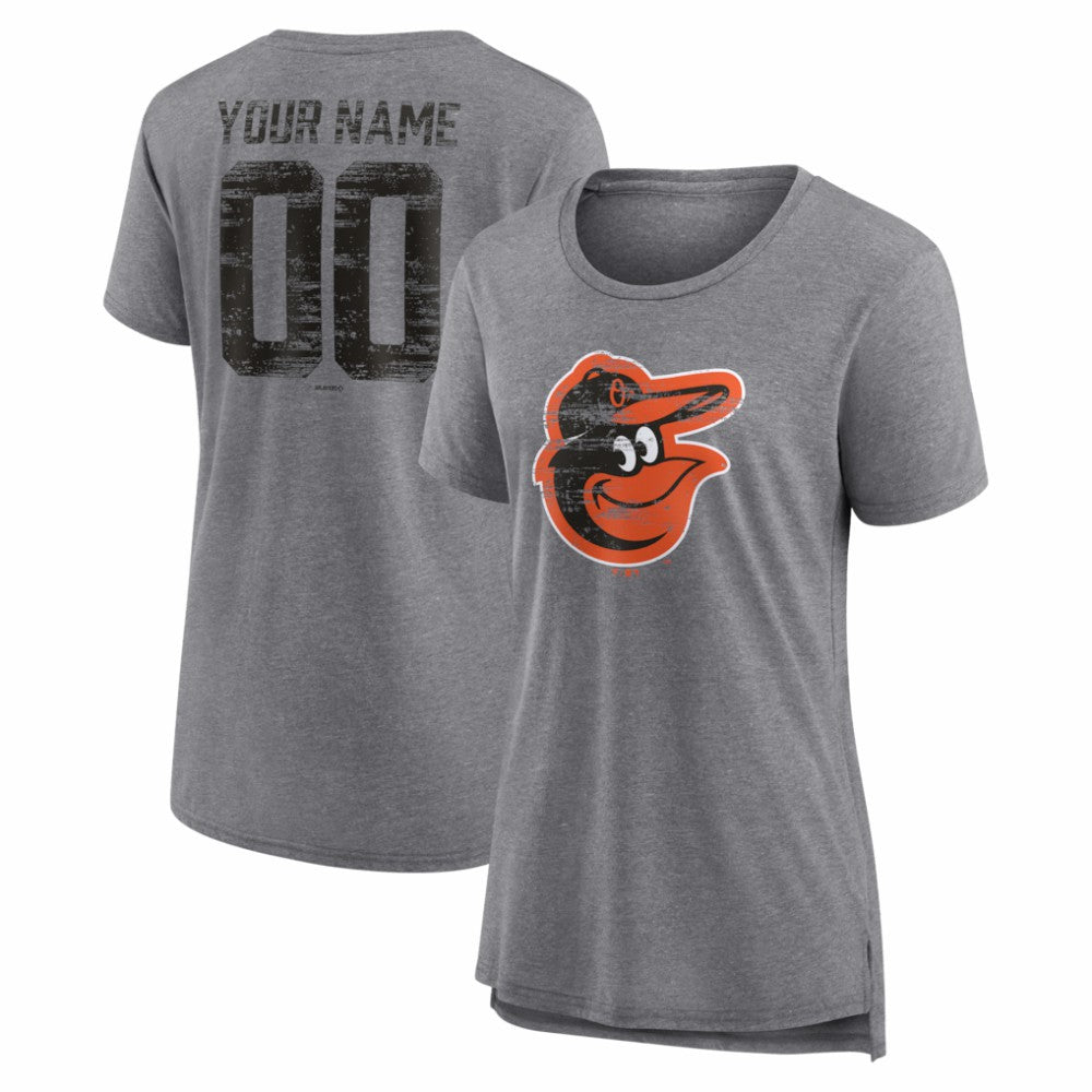 Baltimore Orioles Women's Heritage Personalized Any Name & Number Tri-Blend T-Shirt - MLB