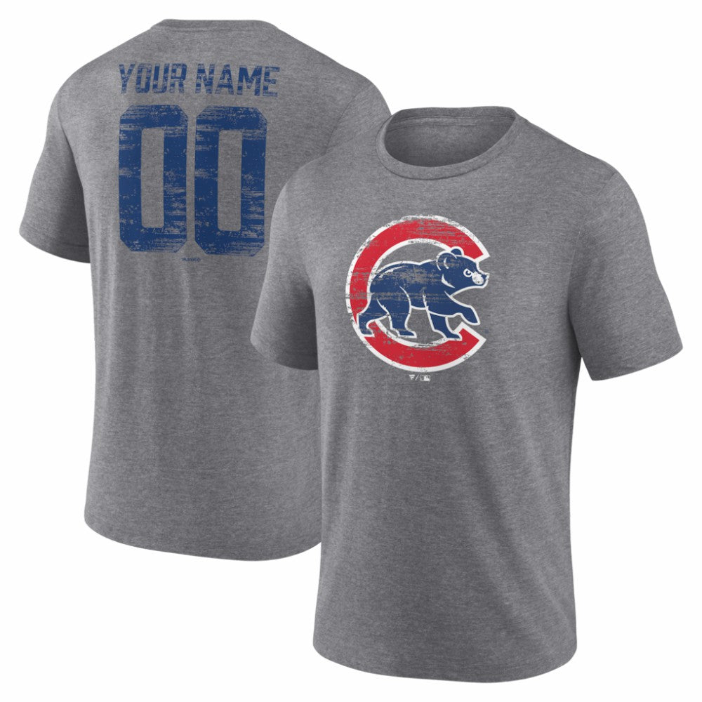 Chicago Cubs Heritage Personalized Any Name & Number Tri-Blend T-Shirt - MLB