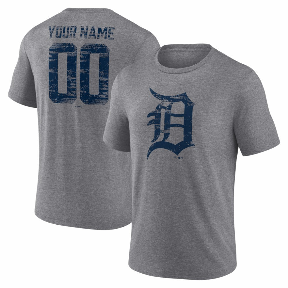 Detroit Tigers Heritage Personalized Any Name & Number Tri-Blend T-Shirt - MLB