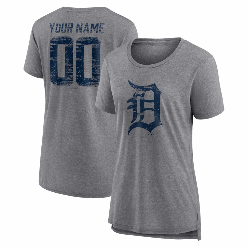 Detroit Tigers Women's Heritage Personalized Any Name & Number Tri-Blend T-Shirt - MLB