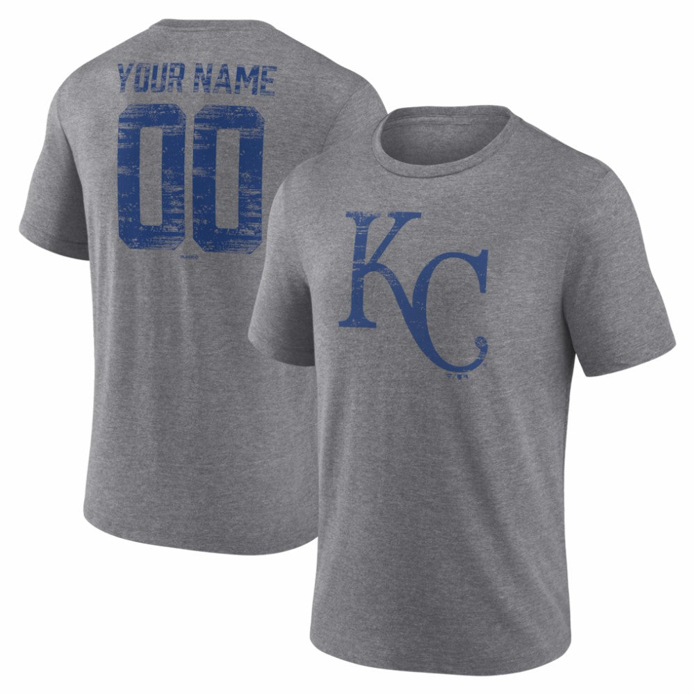 Kansas City Royals Heritage Personalized Any Name & Number Tri-Blend T-Shirt - MLB