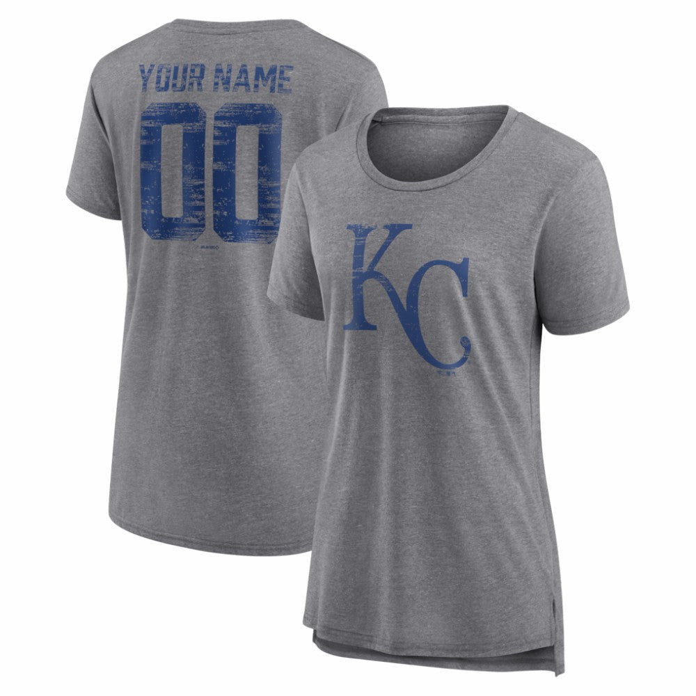 Kansas City Royals Women's Heritage Personalized Any Name & Number Tri-Blend T-Shirt - MLB