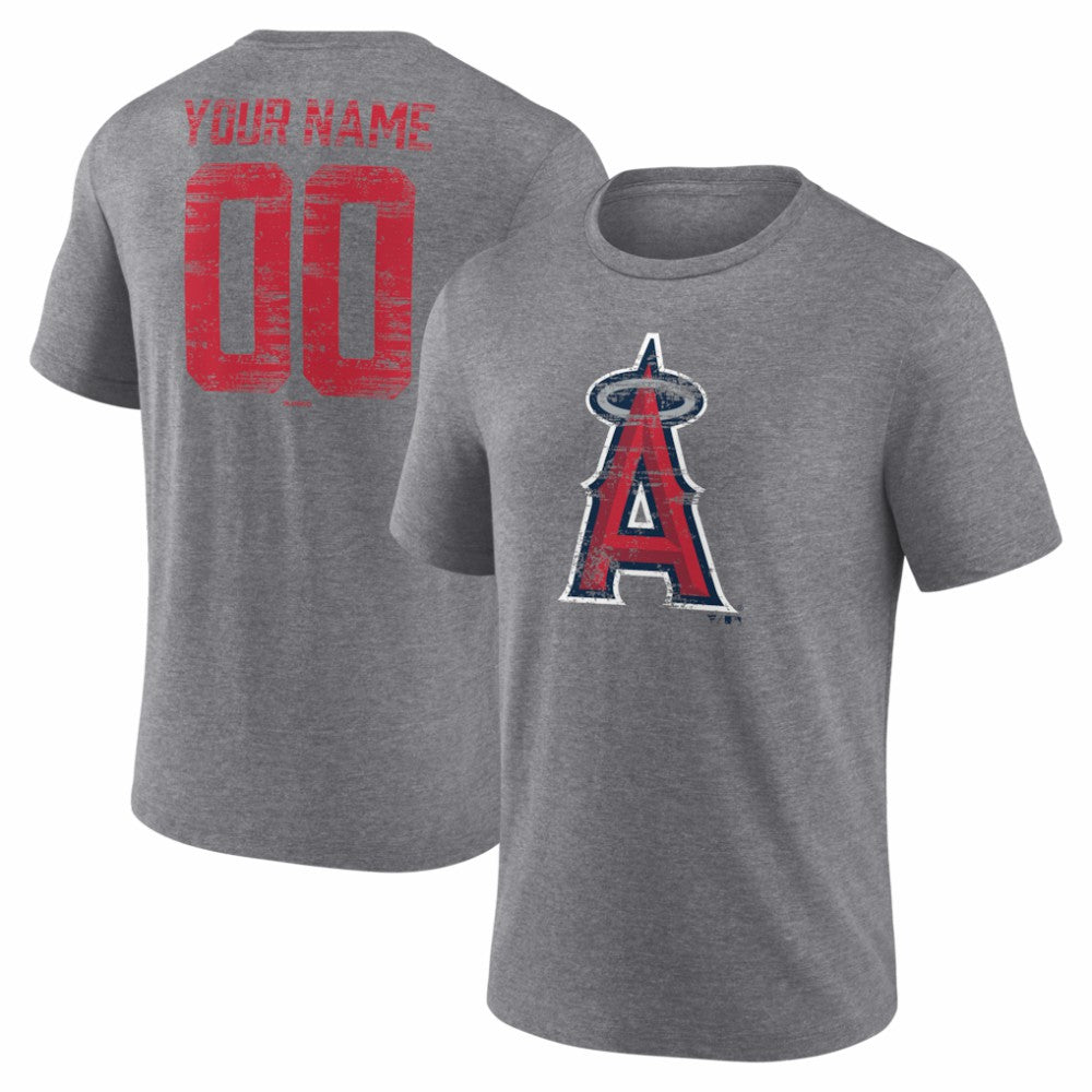 Los Angeles Angels Heritage Personalized Any Name & Number Tri-Blend T-Shirt - MLB