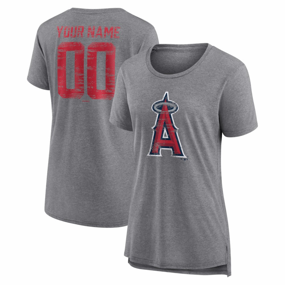 Los Angeles Angels Women's Heritage Personalized Any Name & Number Tri-Blend T-Shirt - MLB