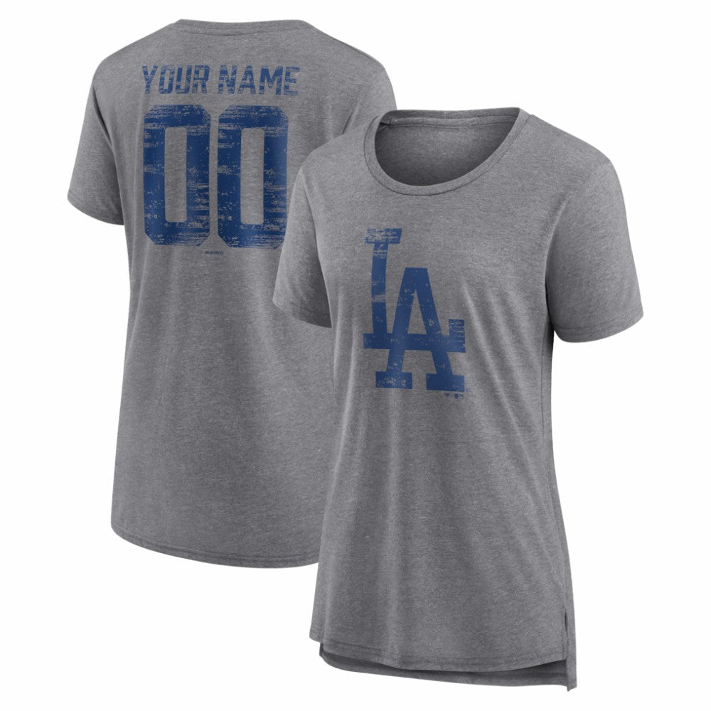 Los Angeles Dodgers Women's Heritage Personalized Any Name & Number Tri-Blend T-Shirt - MLB