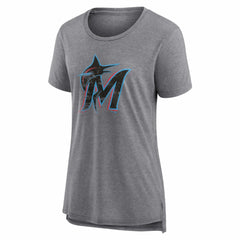 Miami Marlins Women's Heritage Personalized Any Name & Number Tri-Blend T-Shirt - MLB