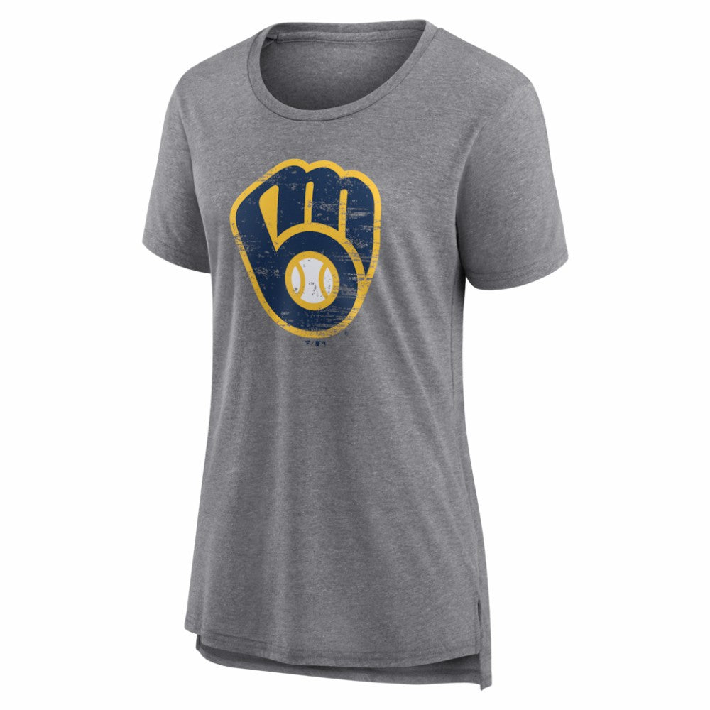 Milwaukee Brewers Women's Heritage Personalized Any Name & Number Tri-Blend T-Shirt - MLB