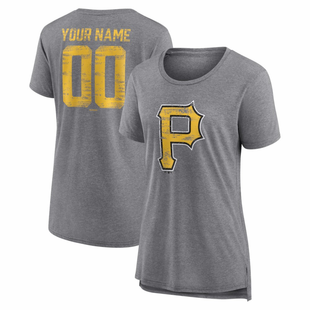 Pittsburgh Pirates Women's Heritage Personalized Any Name & Number Tri-Blend T-Shirt - MLB