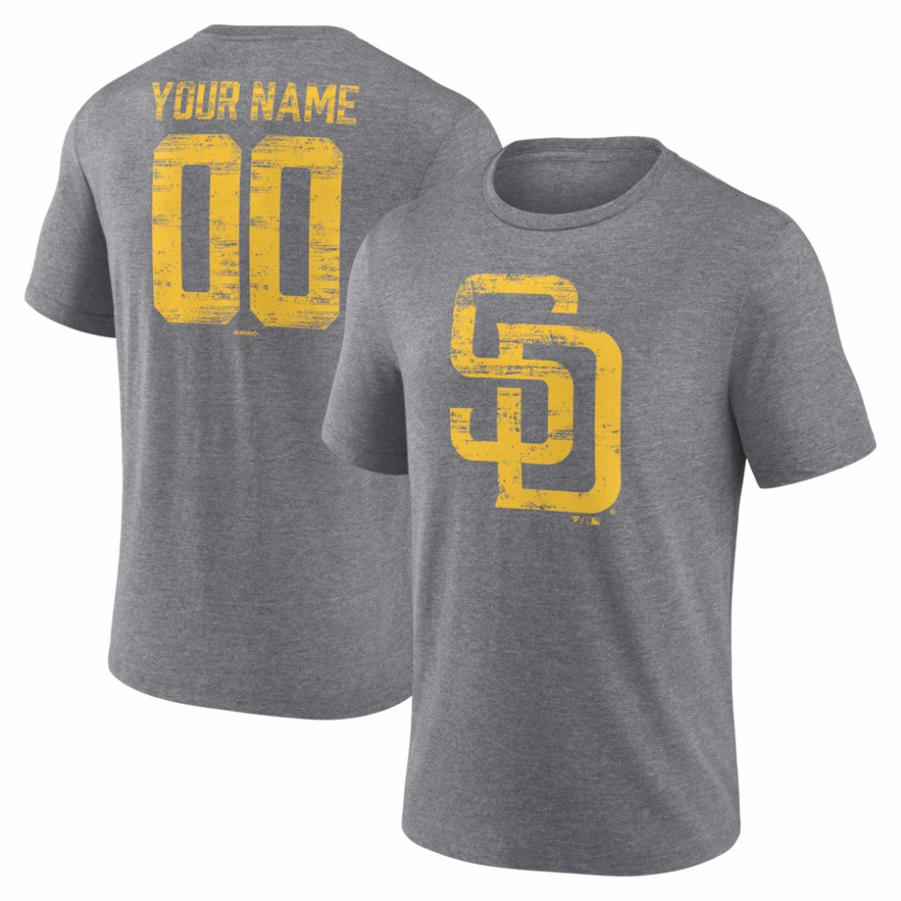 San Diego Padres Heritage Personalized Any Name & Number Tri-Blend T-Shirt - MLB