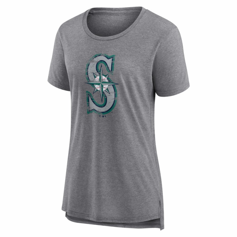 Seattle Mariners Women's Heritage Personalized Any Name & Number Tri-Blend T-Shirt - MLB