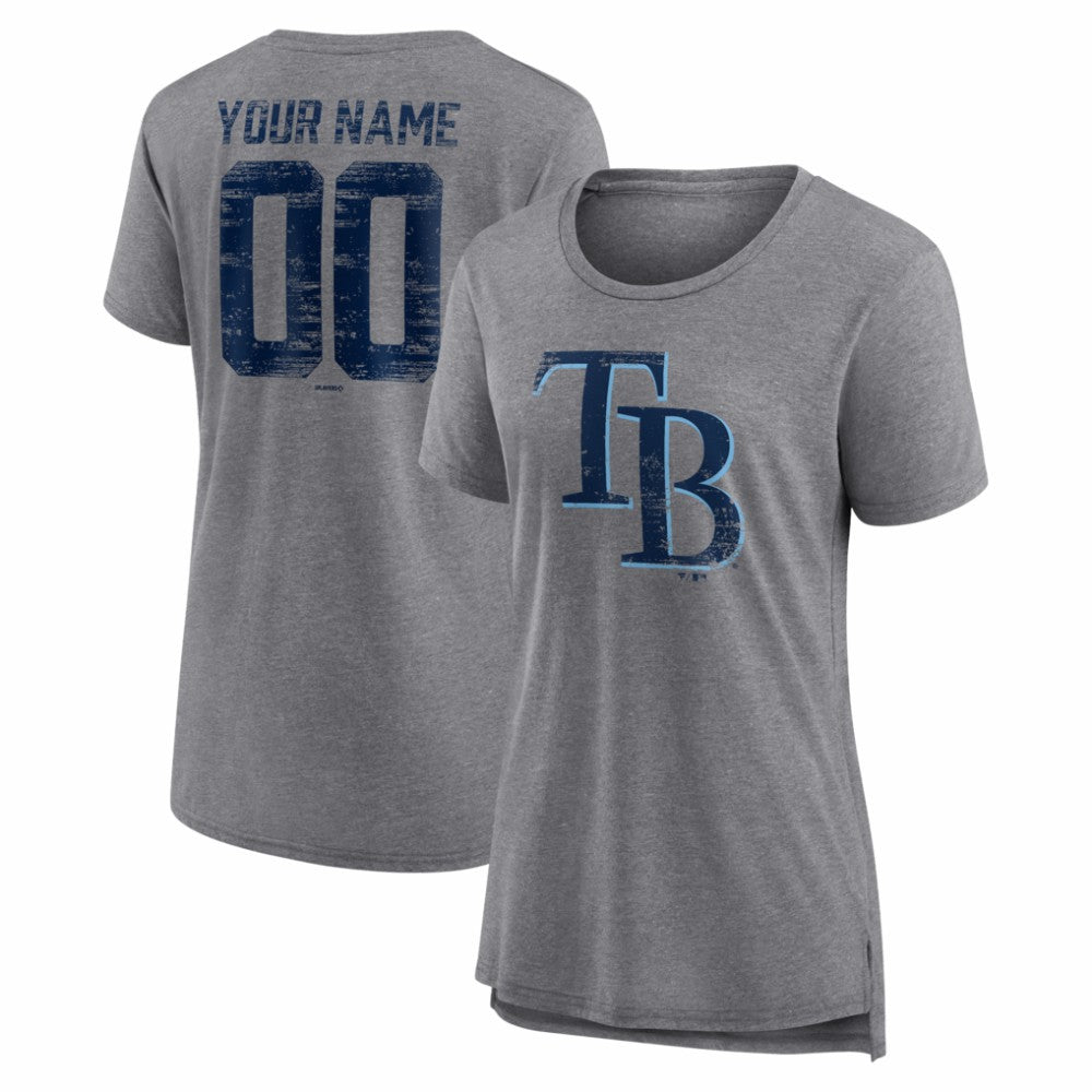 Tampa Bay Rays Women's Heritage Personalized Any Name & Number Tri-Blend T-Shirt - MLB