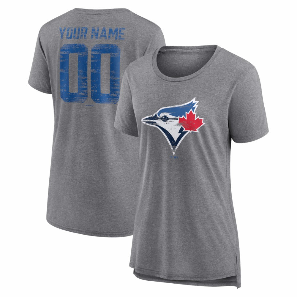 Toronto Blue Jays Women's Heritage Personalized Any Name & Number Tri-Blend T-Shirt - MLB