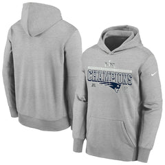 New England Patriots Youth 2025 AFC Champions Locker Room Trophy Collection Authentic Hoodie Gray | Nike for Sale
