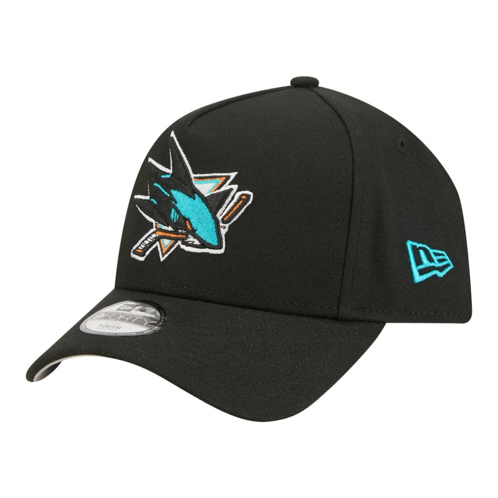 San Jose Sharks New Era Youth 9FORTY A-Frame Adjustable Hat - Black - NHL