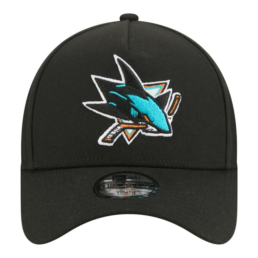 San Jose Sharks New Era Youth 9FORTY A-Frame Adjustable Hat - Black - NHL
