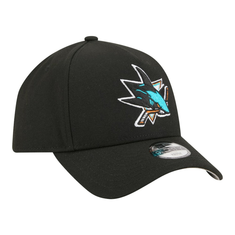 San Jose Sharks New Era Youth 9FORTY A-Frame Adjustable Hat - Black - NHL