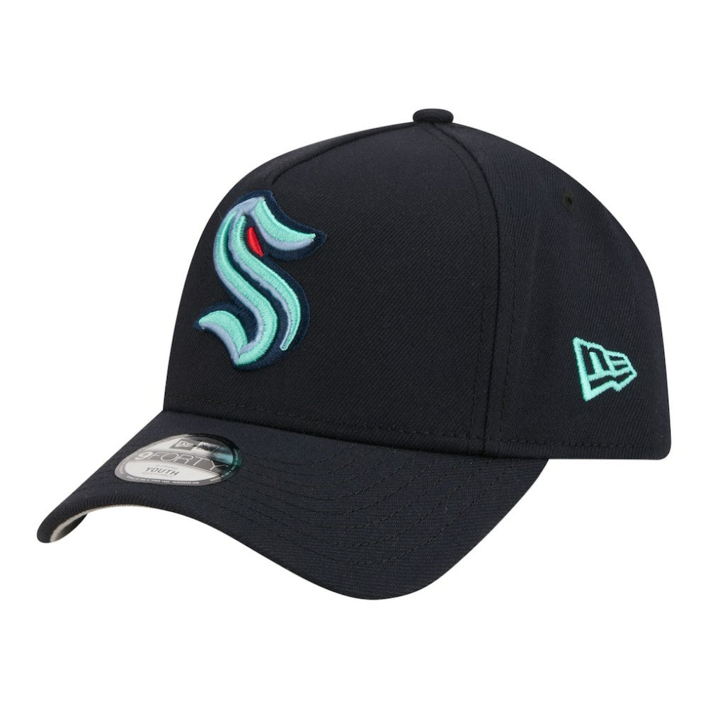 Seattle Kraken New Era Youth 9FORTY A-Frame Adjustable Hat - Deep Sea Blue - NHL